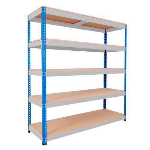 Rapid 1 Heavy Duty Shelving (1980h x 1525w) Blue & Grey - 5 Chipboard Shelves