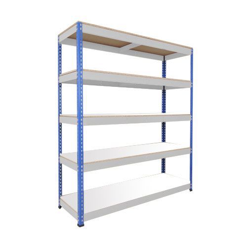 Rapid 1 Heavy Duty Shelving (1980h x 1525w) Blue & Grey - 5 Melamine Shelves
