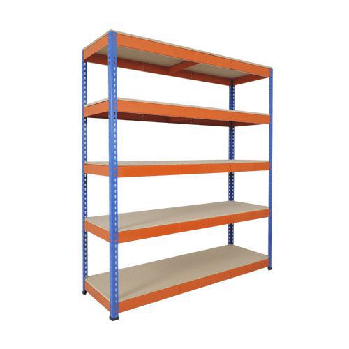 Rapid 1 Heavy Duty Shelving (1980h x 1830w) Blue & Orange - 5 Chipboard Shelves