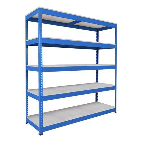 Rapid 1 Blue Shelving with 5 Galvanized Shelves (1980h x 1830w)