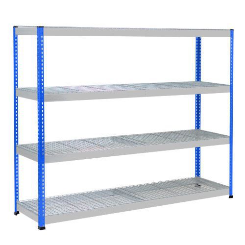 Rapid 1 Heavy Duty Shelving (1980h x 2440w) Blue & Grey - 4 Wire Mesh Shelves Rapid 1 Heavy Duty Shelving (1980h x 2440w) Blue & Grey - 4 Wire Mesh Shelves
