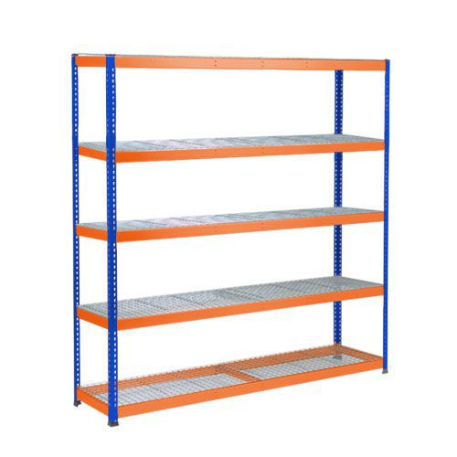 Rapid 1 Heavy Duty Shelving (1980h x 2440w) Blue & Orange - 5 Wire Mesh Shelves Rapid 1 Heavy Duty Shelving (1980h x 2440w) Blue & Orange - 5 Wire Mesh Shelves