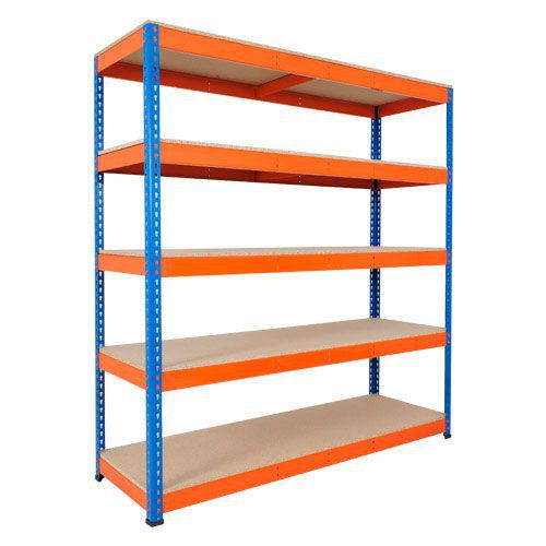 Rapid 1 Heavy Duty Shelving (2440h x 1525w) Blue & Orange - 5 Chipboard Shelves