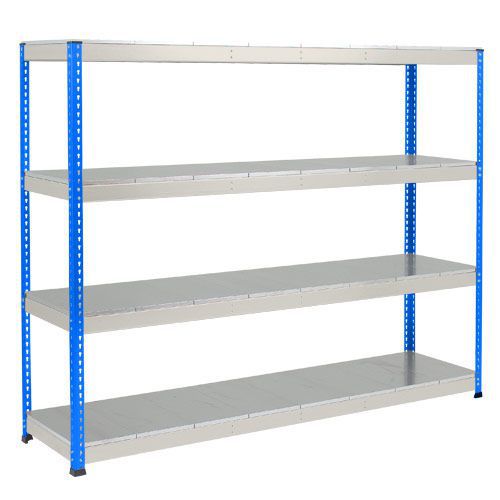 Rapid 1 Heavy Duty Shelving (2440h x 2134w) Blue & Grey - 4 Galvanized Shelves
