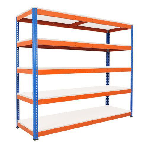 Rapid 1 Heavy Duty Shelving (2440h x 2440w) Blue & Orange - 5 Melamine Shelves