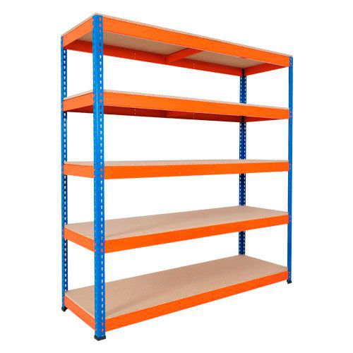 Rapid 1 Shelving (1980h x 1220w) Blue & Orange - 5 Chipboard Shelves