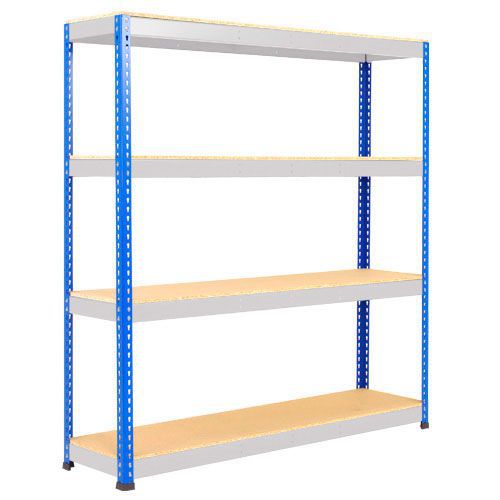 Rapid 1 Shelving (1980h x 1525w) Blue & Grey - 4 Chipboard Shelves