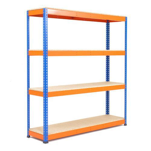 Rapid 1 Shelving (1980h x 1525w) Blue & Orange - 4 Chipboard Shelves