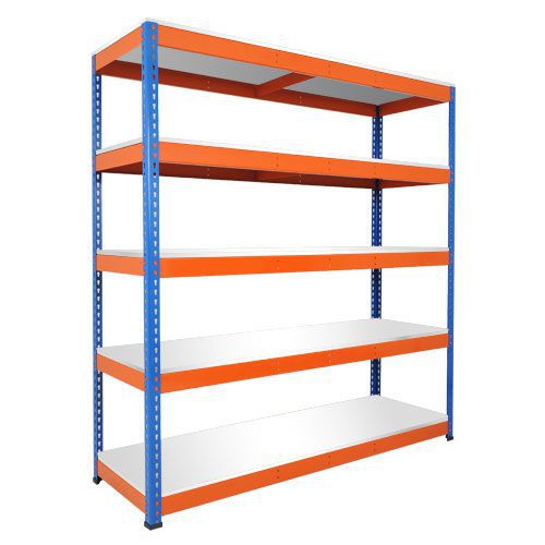 Rapid 1 Shelving (1980h x 1830w) Blue & Orange - 5 Chipboard Shelves