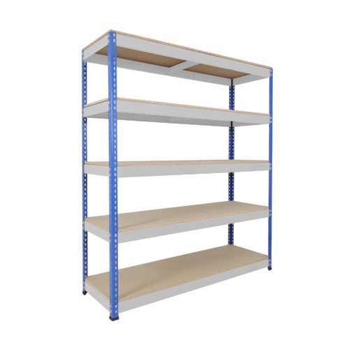 Rapid 1 Shelving (2440h x 1525w) Blue & Grey - 5 Chipboard Shelves
