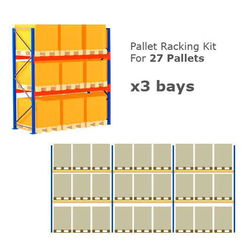 Pallet Racking Kit - Holds 27 Pallets - Sized (H) 1000 x (W) 800 x (D) 1200