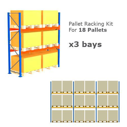 Pallet Racking Kit - Holds 18 Pallets - Sized (H) 1000 x (W) 1200 x (D) 1000