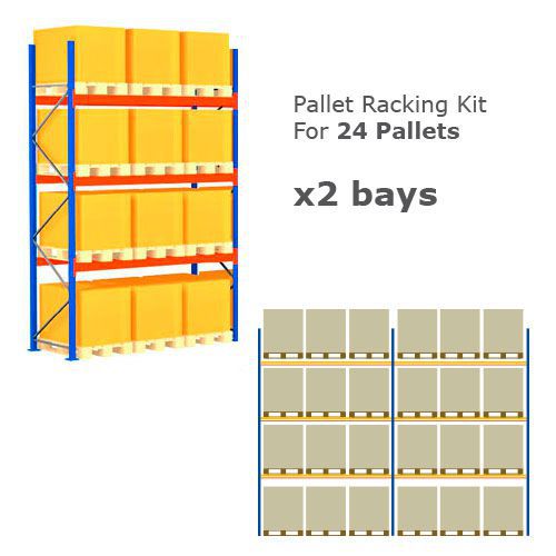 Pallet Racking Kit - Holds 24 Pallets - Sized (H) 1000 x (w)800 x (D) 1200