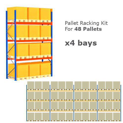 Pallet Racking Kit - Holds 48 Pallets - Sized (H) 1000 x (W) 800 x (D) 1200