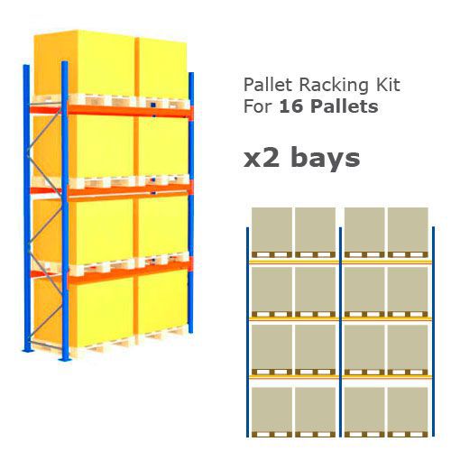Pallet Racking Kit - Holds 16 Pallets - Sized (H)4000 x (w)5717 x (D)900 Pallet Racking Kit - Holds 16 Pallets - Sized (H)4000 x (w)5717 x (D)900