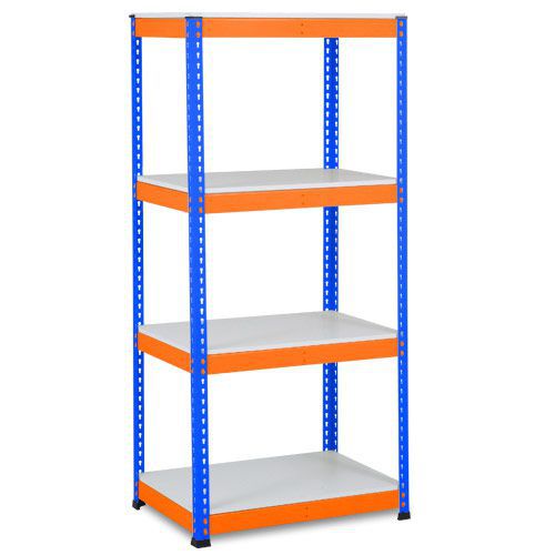 Rapid 1 Heavy Duty Shelving (1980h x 915w) Blue & Orange - 4 Melamine Shelves