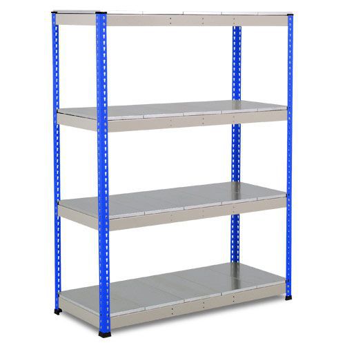 Rapid 1 Heavy Duty Shelving (1980h x 1525w) Blue & Grey - 4 Galvanized Shelves
