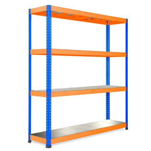 Rapid 1 Heavy Duty Shelving (1980h x 1830w) Blue & Orange - 4 Galvanized Shelves