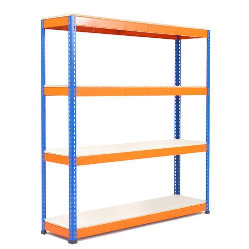 Rapid 1 Heavy Duty Shelving (1980h x 1830w) Blue & Orange - 4 Melamine Shelves