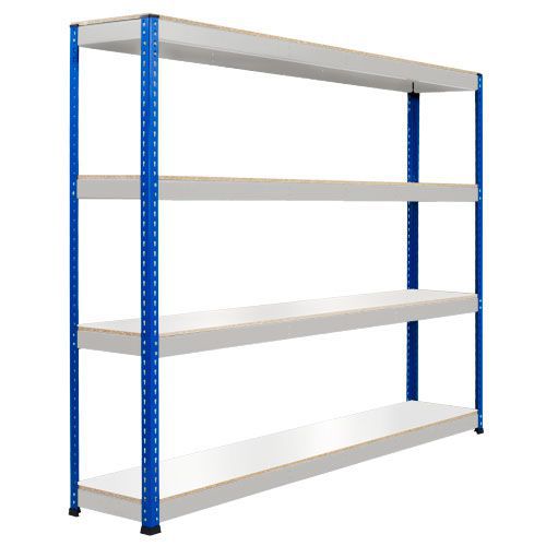 Rapid 1 Heavy Duty Shelving (1980h x 2134w) Blue & Grey - 4 Melamine Shelves