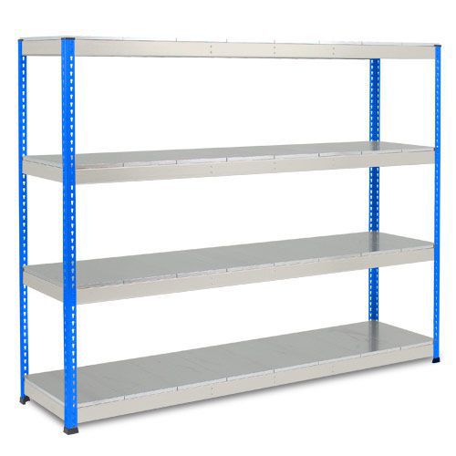 Rapid 1 Heavy Duty Shelving (1980h x 2440w) Blue & Grey - 4 Galvanized Shelves