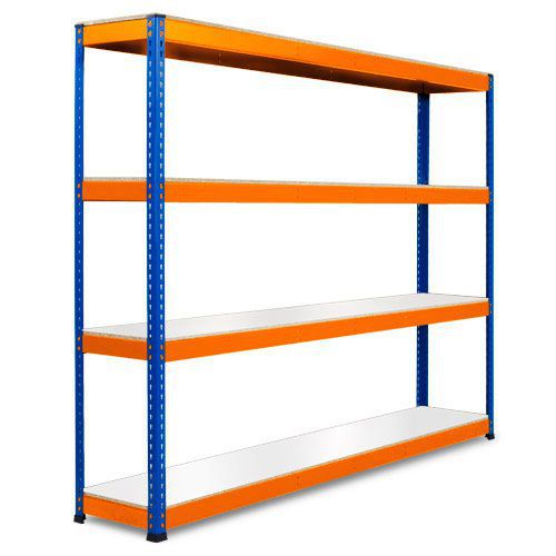 Rapid 1 Heavy Duty Shelving (1980h x 2440w) Blue & Orange - 4 Melamine Shelves