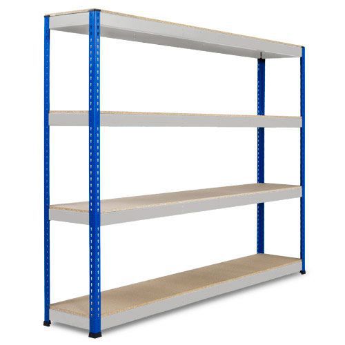 Rapid 1 Heavy Duty Shelving (1980h x 2440w) Blue & Grey - 4 Chipboard Shelves