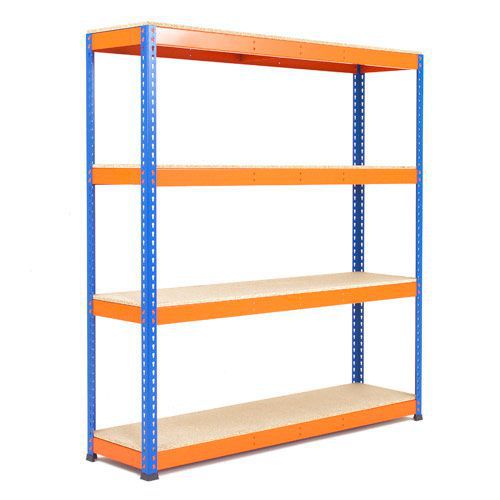Rapid 1 Heavy Duty Shelving (2440h x 1830w) Blue & Orange - 4 Chipboard Shelves