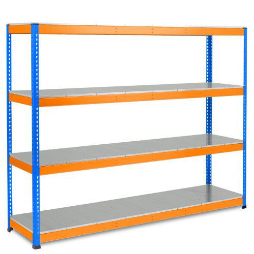 Rapid 1 Heavy Duty Shelving (2440h x 2440w) Blue & Orange - 4 Galvanized Shelves