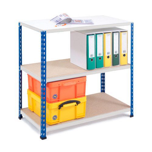 Rapid 2 Shelving (840h x 915w) Blue & Grey- 3 Chipboard Shelves