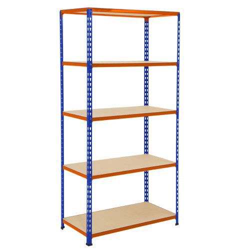 Rapid 2 Shelving (1980h x 915w) Blue & Orange - 5 Chipboard Shelves
