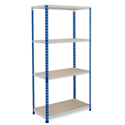 Rapid 2 Shelving (1600h x 915w) Blue & Grey - 4 Chipboard Shelves