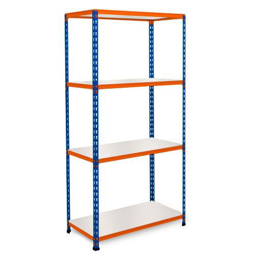 Rapid 2 Shelving (1600h x 915w) Blue & Orange - 4 Melamine Shelves