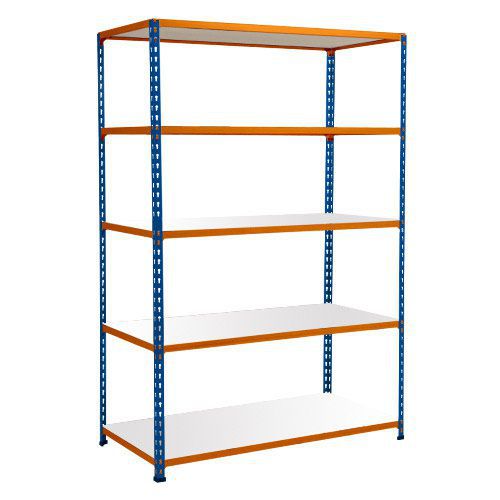 Rapid 2 Shelving (1600h x 1220w) Blue & Orange - 5 Melamine Shelves