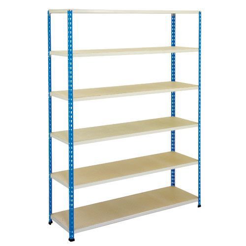 Rapid 2 Shelving (1600h x 1220w) Blue & Grey - 6 Melamine Shelves
