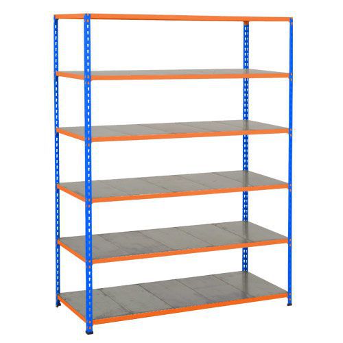 Rapid 2 Shelving (1600h x 1220w) Blue & Orange - 6 Galvanized Shelves