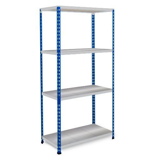 Rapid 2 Shelving (1600h x 1220w) Blue & Grey - 4 Galvanized Shelves