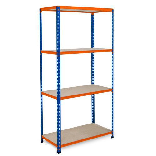 Rapid 2 Shelving (1600h x 1525w) Blue & Orange - 5 Chipboard Shelves