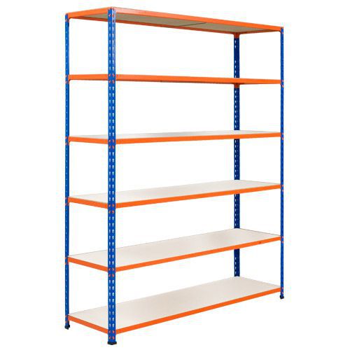 Rapid 2 Shelving (1600h x 1525w) Blue & Orange - 6 Melamine Shelves