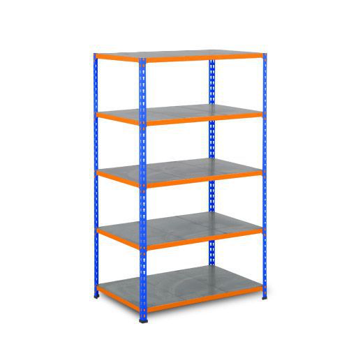 Rapid 2 Shelving (1980h x 915w) Blue & Orange - 5 Galvanized Shelves