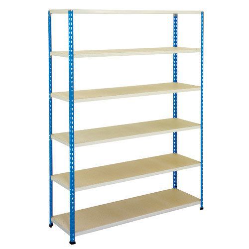 Rapid 2 Shelving (1980h x 1525w) Blue & Grey - 6 Chipboard Shelves