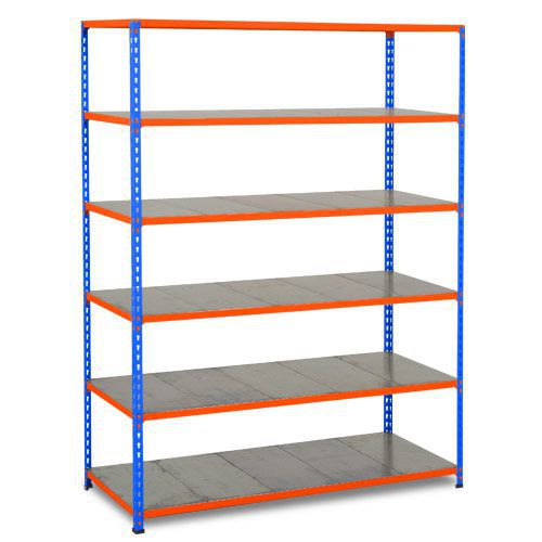 Rapid 2 Shelving (1980h x 1220w) Blue & Orange - 6 Galvanized Shelves