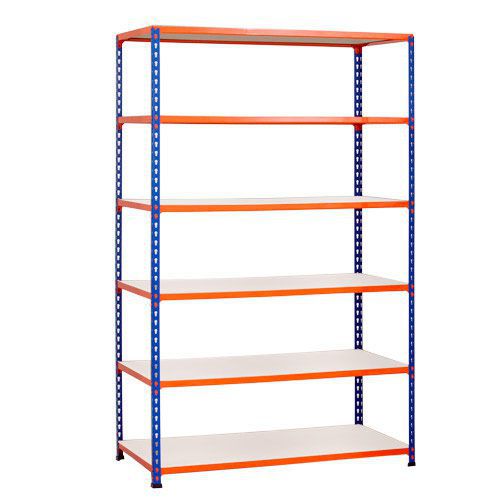 Rapid 2 Shelving (1980h x 1525w) Blue & Orange - 6 Melamine Shelves