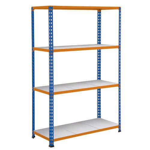 Rapid 2 Shelving (1980h x 1525w) Blue & Orange - 4 Galvanized Shelves