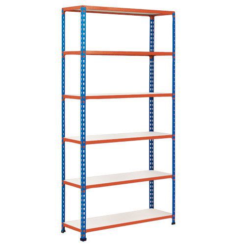 Rapid 2 Shelving (2440h x 915w) Blue & Orange - 6 Melamine Shelves
