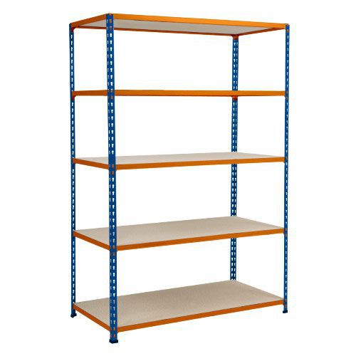 Rapid 2 Shelving (2440h x 1220w) Blue & Orange - 5 Chipboard Shelves