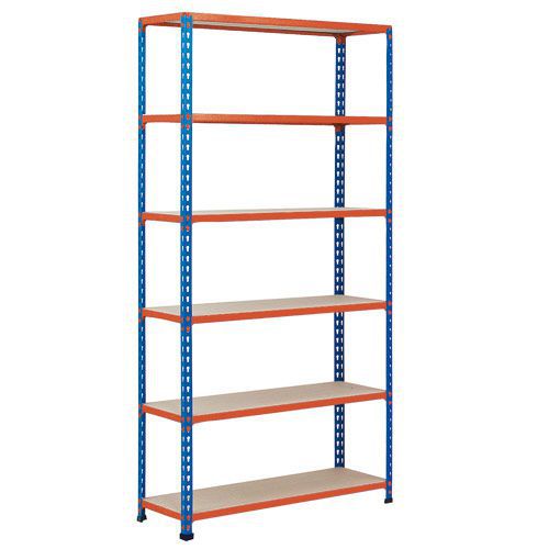 Rapid 2 Shelving (2440h x 1220w) Blue & Orange - 6 Chipboard Shelves
