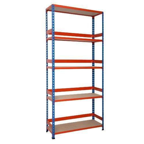 Rapid 2 Shelving with 5 Chipboard shelves, Back and Side Stops - 1980h 915w