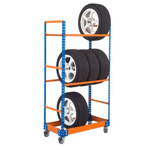 Rapid 2 Mobile Tyre Racks (1700h x 915w) In Blue & Orange