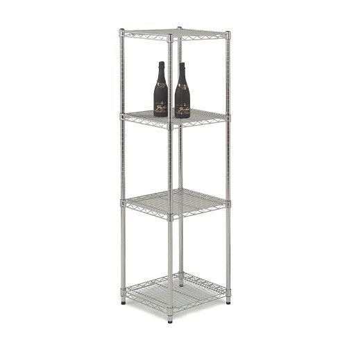 Chrome Square Tower Unit - 4 shelves